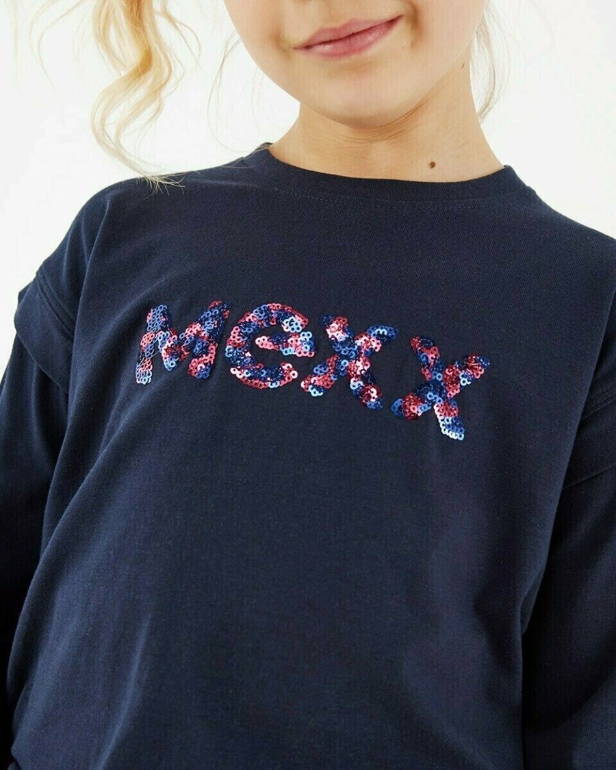 Mexx Sequins T-shirt Navy Niebieskie | VZDUQ9421