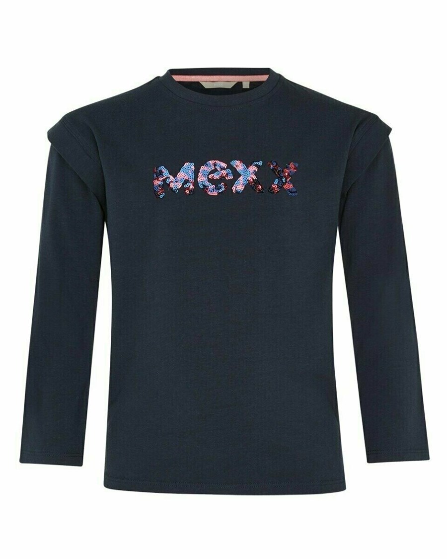 Mexx Sequins T-shirt Navy Niebieskie | VZDUQ9421