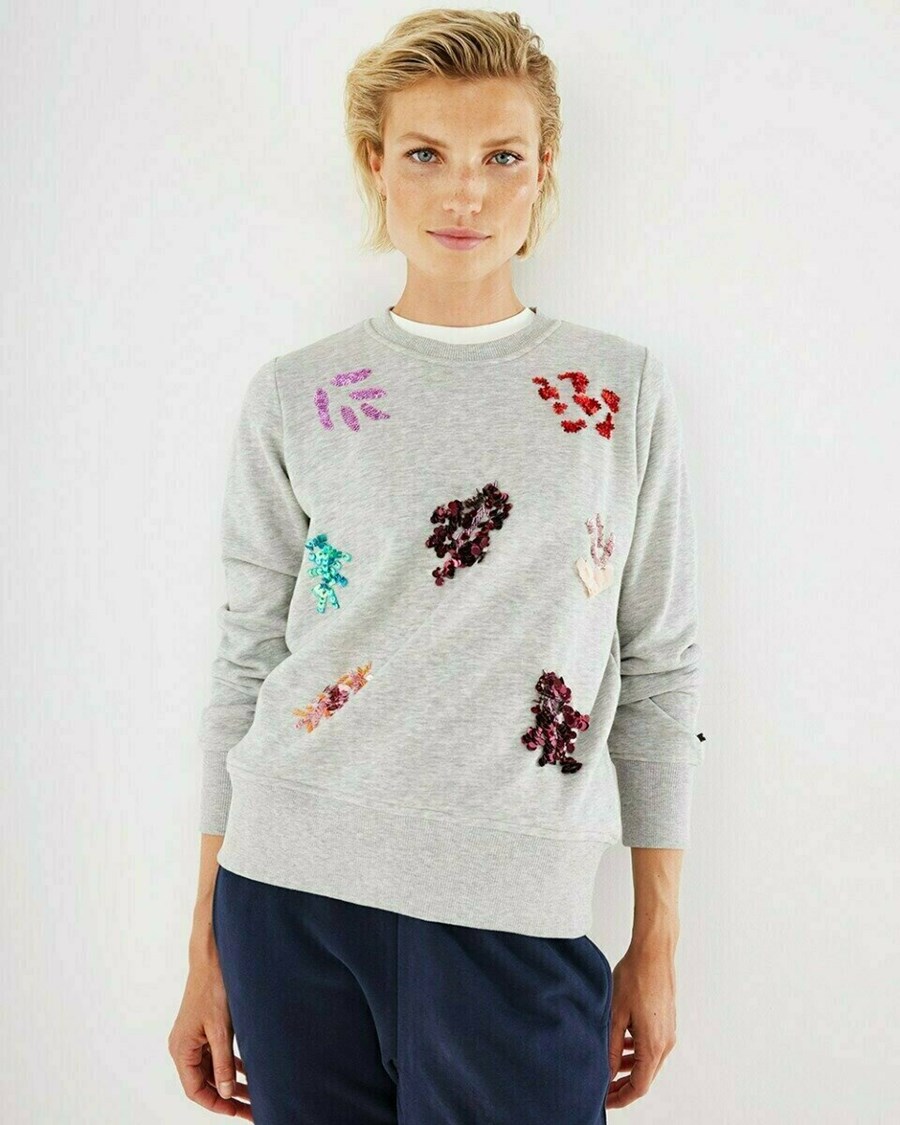 Mexx Sequins crewneck sweater Grey Melee Szare | CEPSV5387