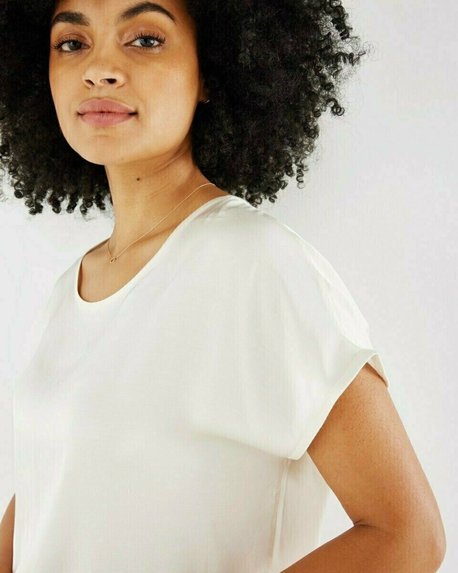 Mexx Shortsleeve round neck top Off White Białe | NJDCZ6059