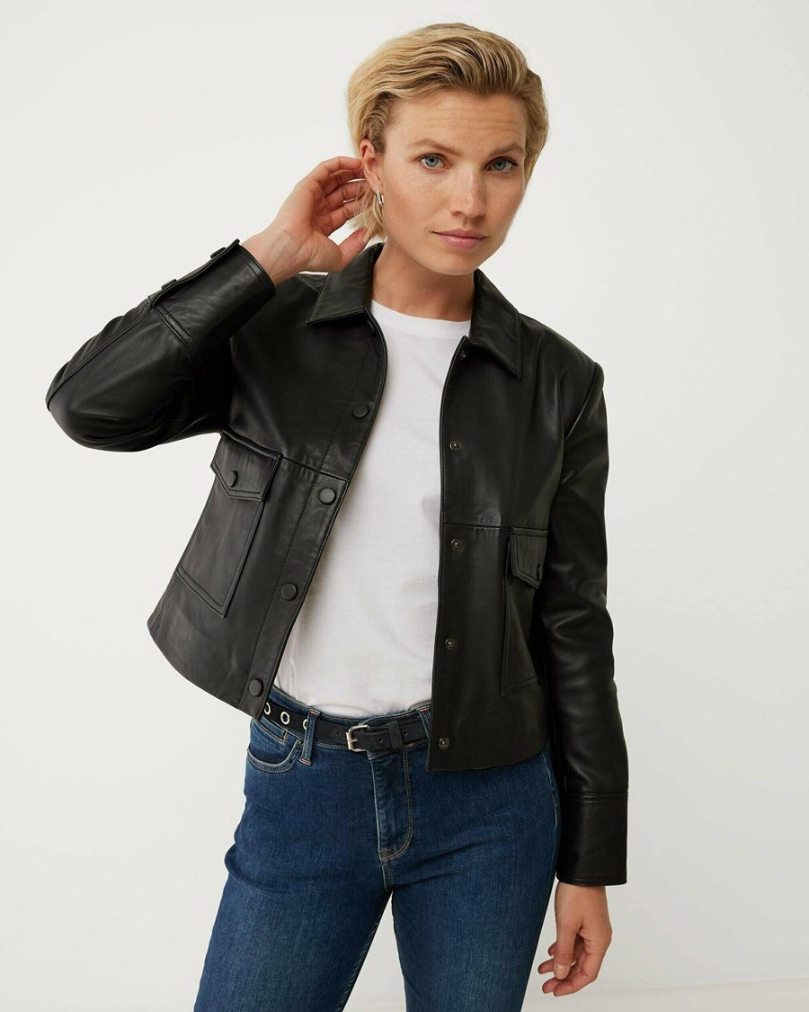 Mexx Skórzane jacket with pockets Black Czarne | FXBSU5813