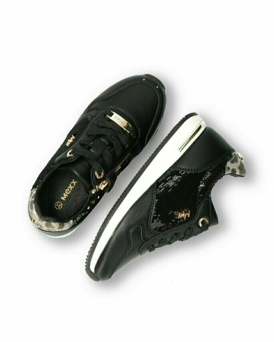 Mexx Sneaker Eflin Black/Gold Czarne | PDTJC0125