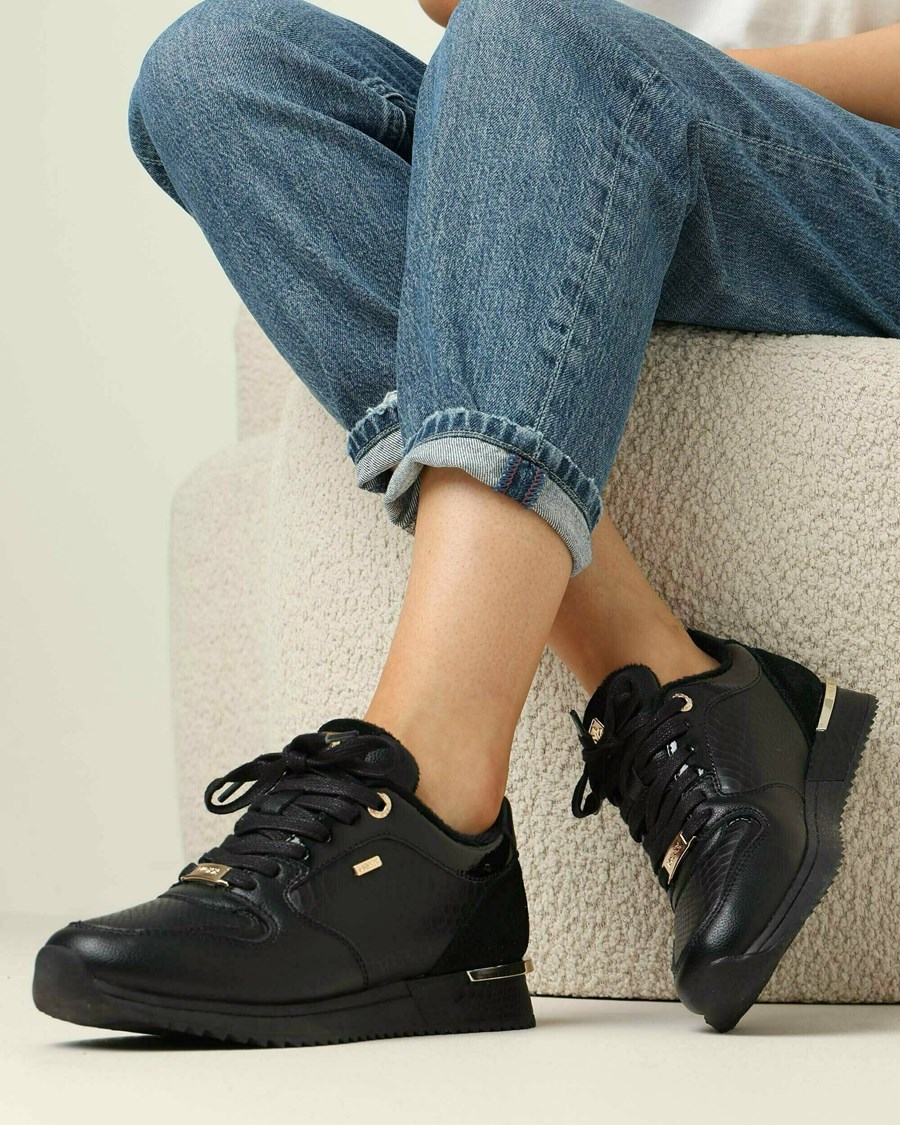 Mexx Sneaker Fleur Black/Black Czarne | JSZEG5872