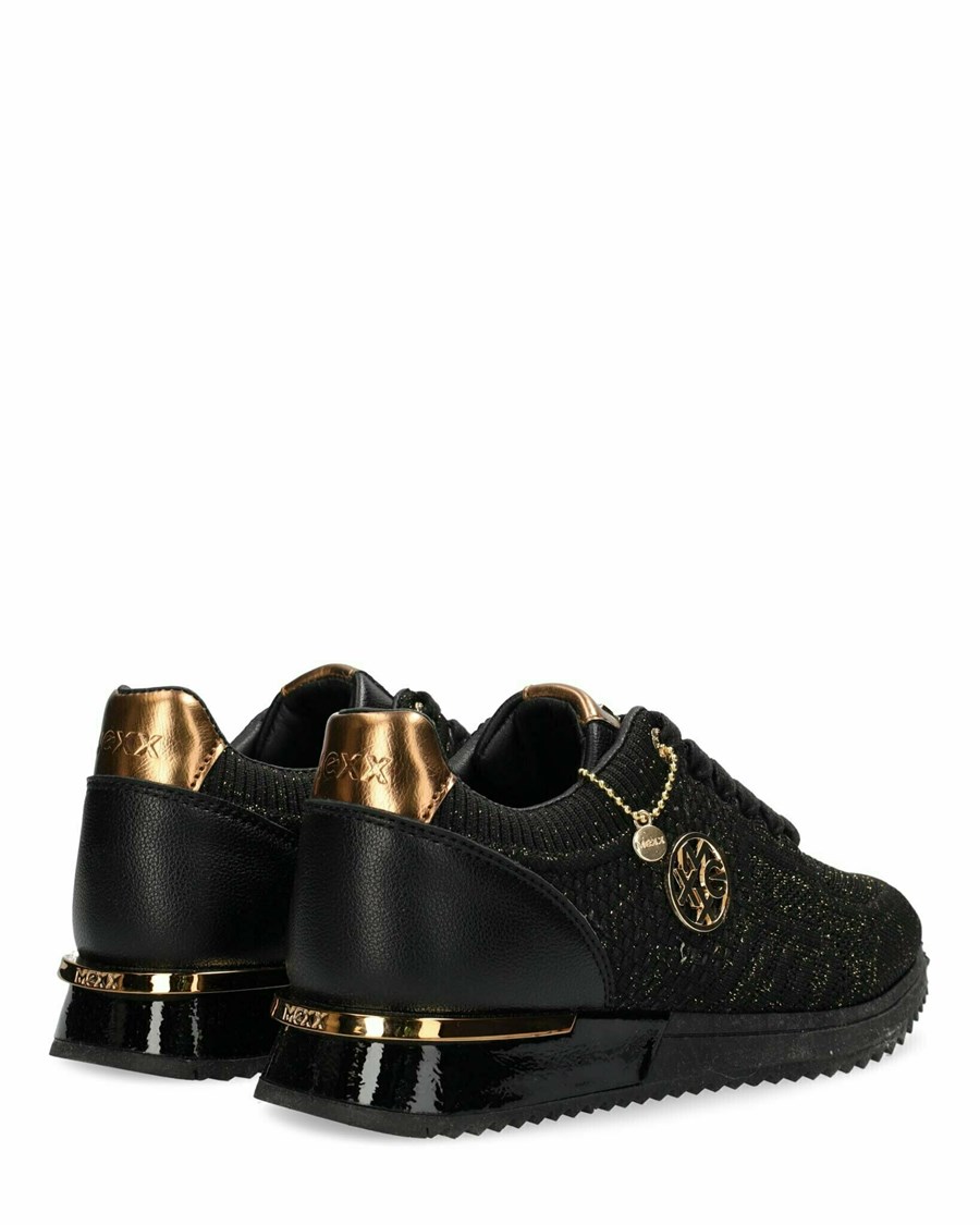 Mexx Sneaker Gitte Glitter Black/Black Czarne | IEYLF1945