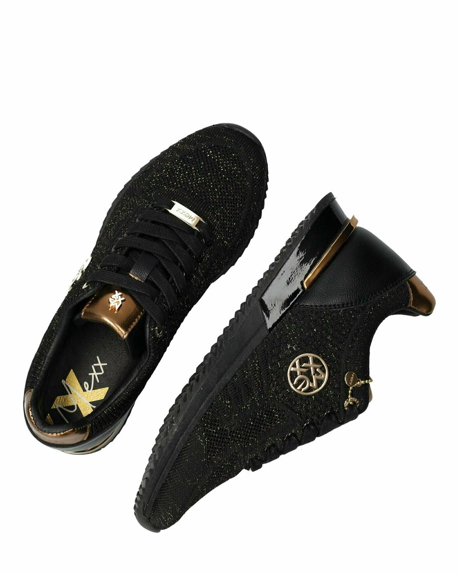 Mexx Sneaker Gitte Glitter Black/Black Czarne | IEYLF1945