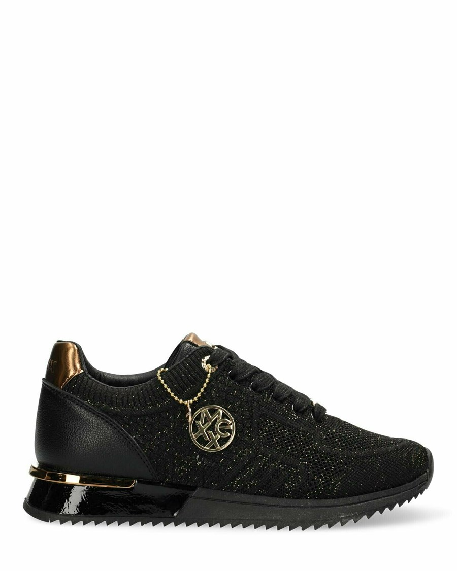 Mexx Sneaker Gitte Glitter Black/Black Czarne | IEYLF1945