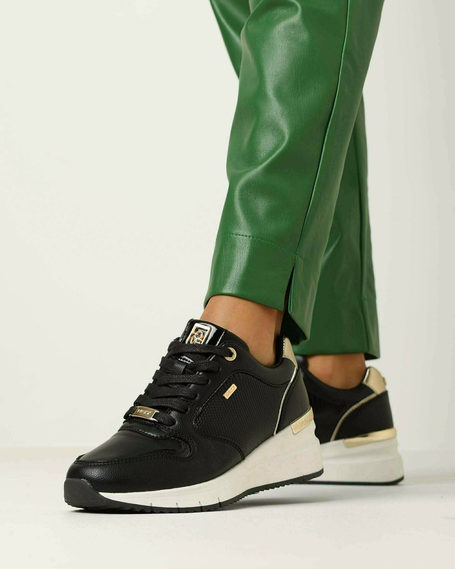 Mexx Sneaker Hena Black/Gold Czarne | JHBGU4209