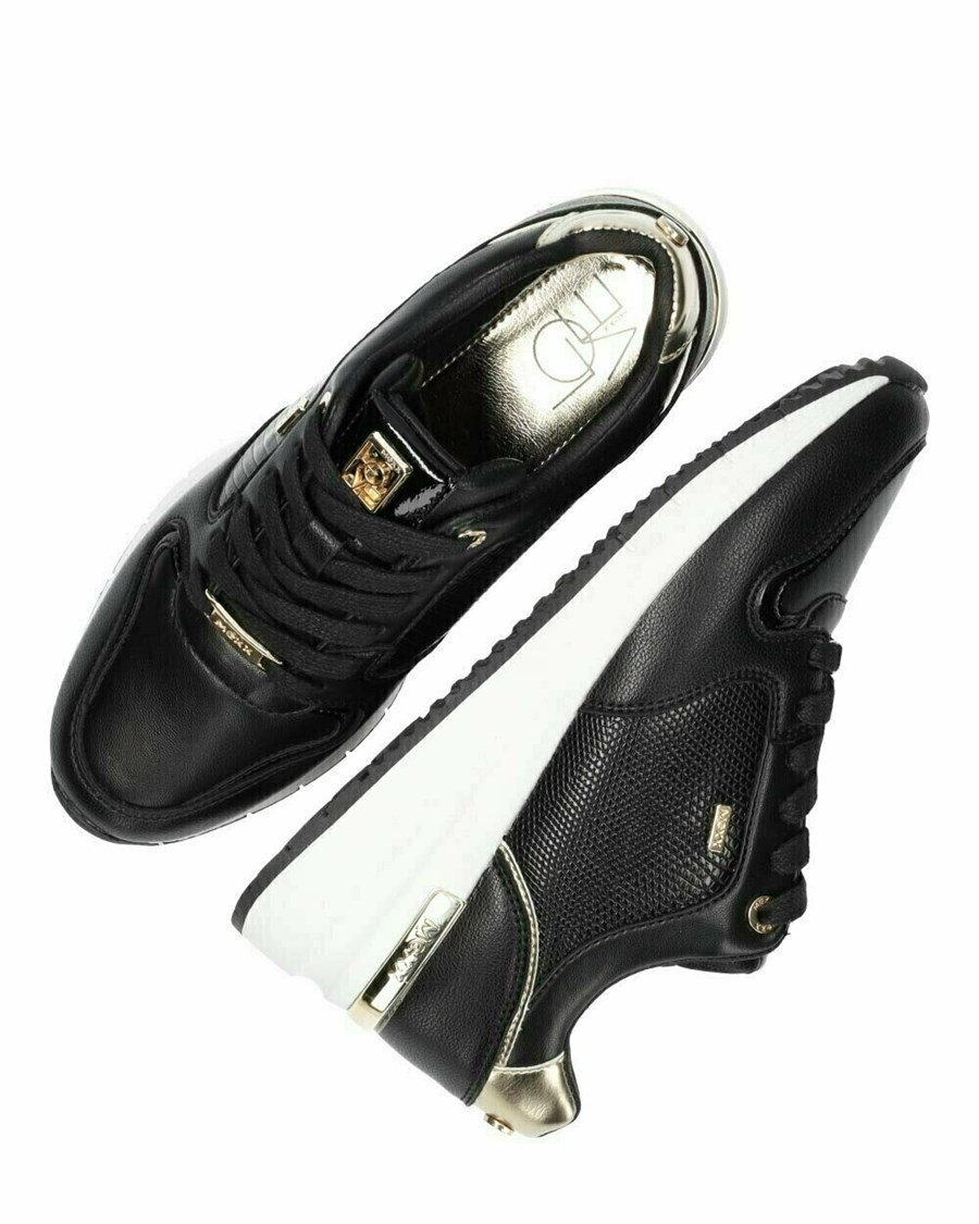 Mexx Sneaker Hena Black/Gold Czarne | JHBGU4209