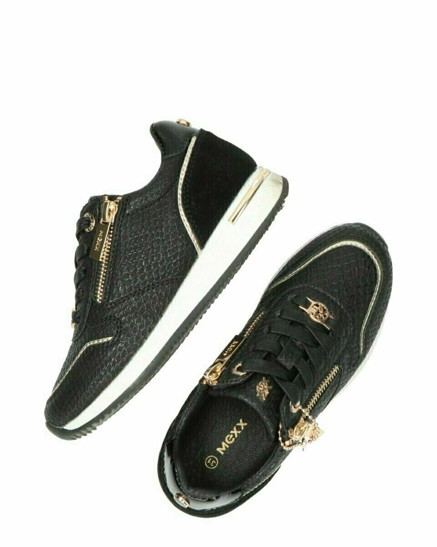 Mexx Sneaker Hiske Black/Gold Czarne | AOUFC9182