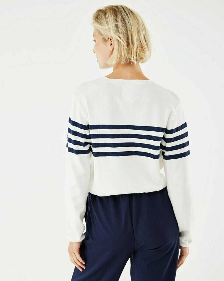 Mexx Stripe pullover Off white Białe | HRMVD9153