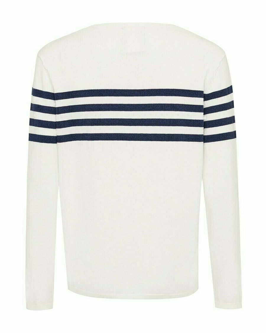 Mexx Stripe pullover Off white Białe | HRMVD9153