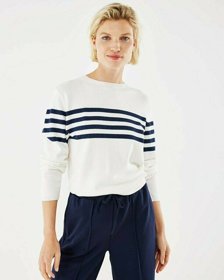 Mexx Stripe pullover Off white Białe | HRMVD9153