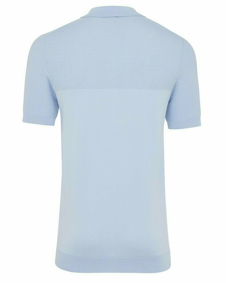 Mexx Structure knit polo Light Blue Niebieskie | XDIEG5396