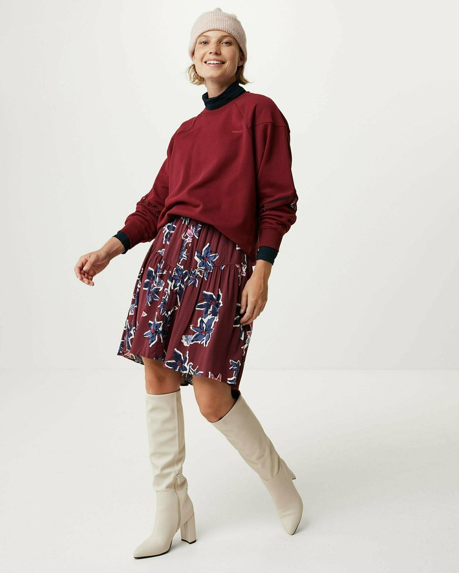 Mexx Sweat with lace details at sleeves Dark Red Czerwone | GKUJI2613