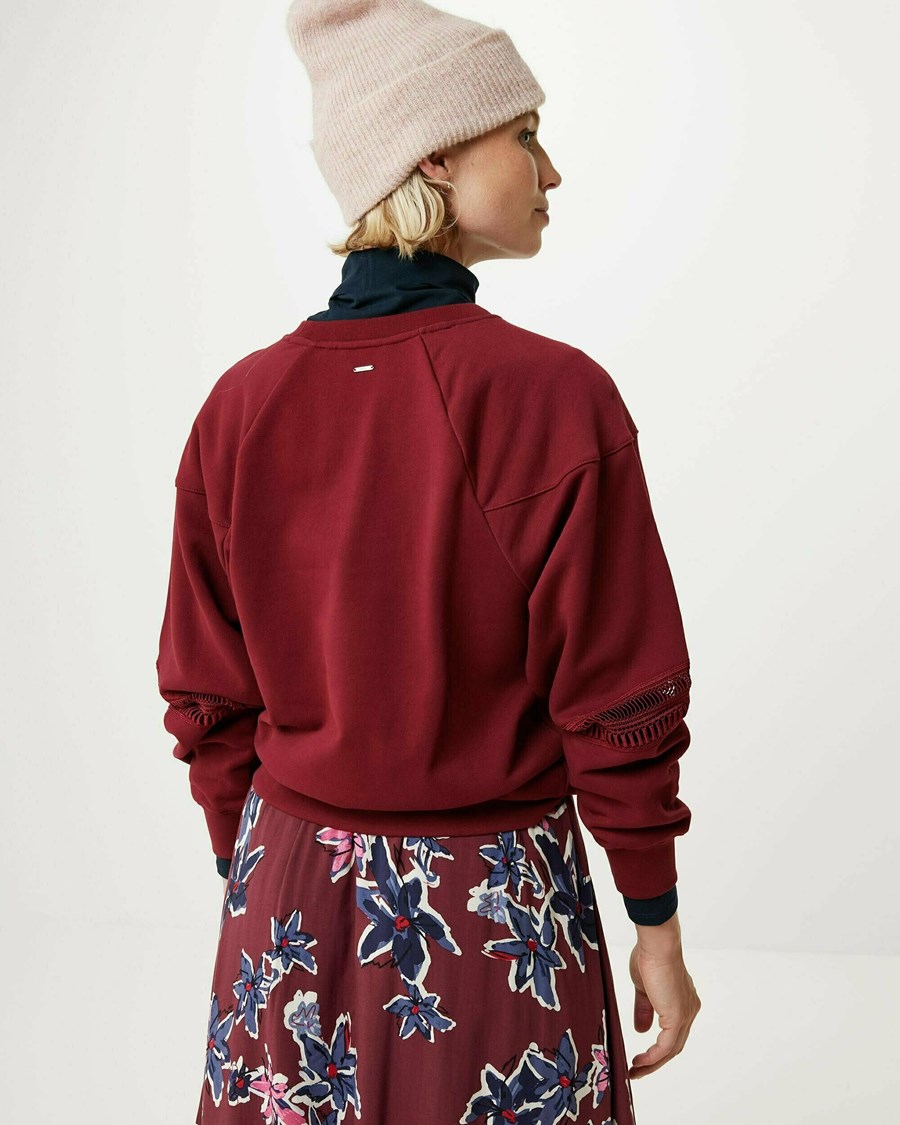 Mexx Sweat with lace details at sleeves Dark Red Czerwone | GKUJI2613