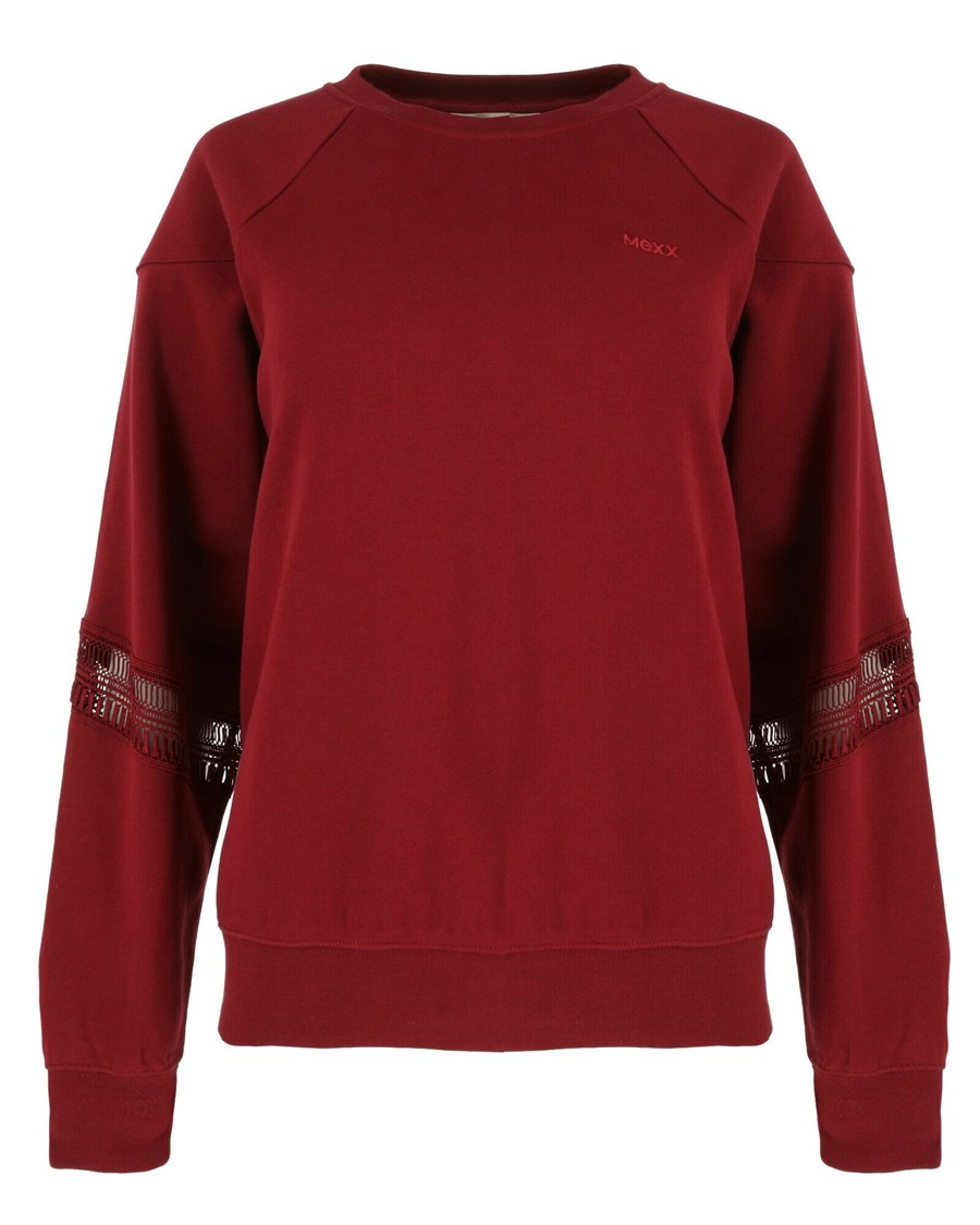 Mexx Sweat with lace details at sleeves Dark Red Czerwone | GKUJI2613