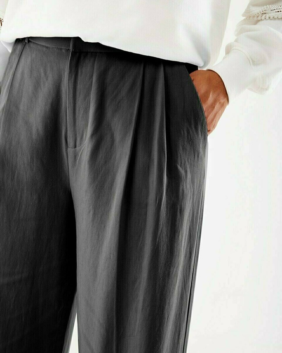 Mexx Szerokie leg linen pants Black Czarne | NRAEY5971