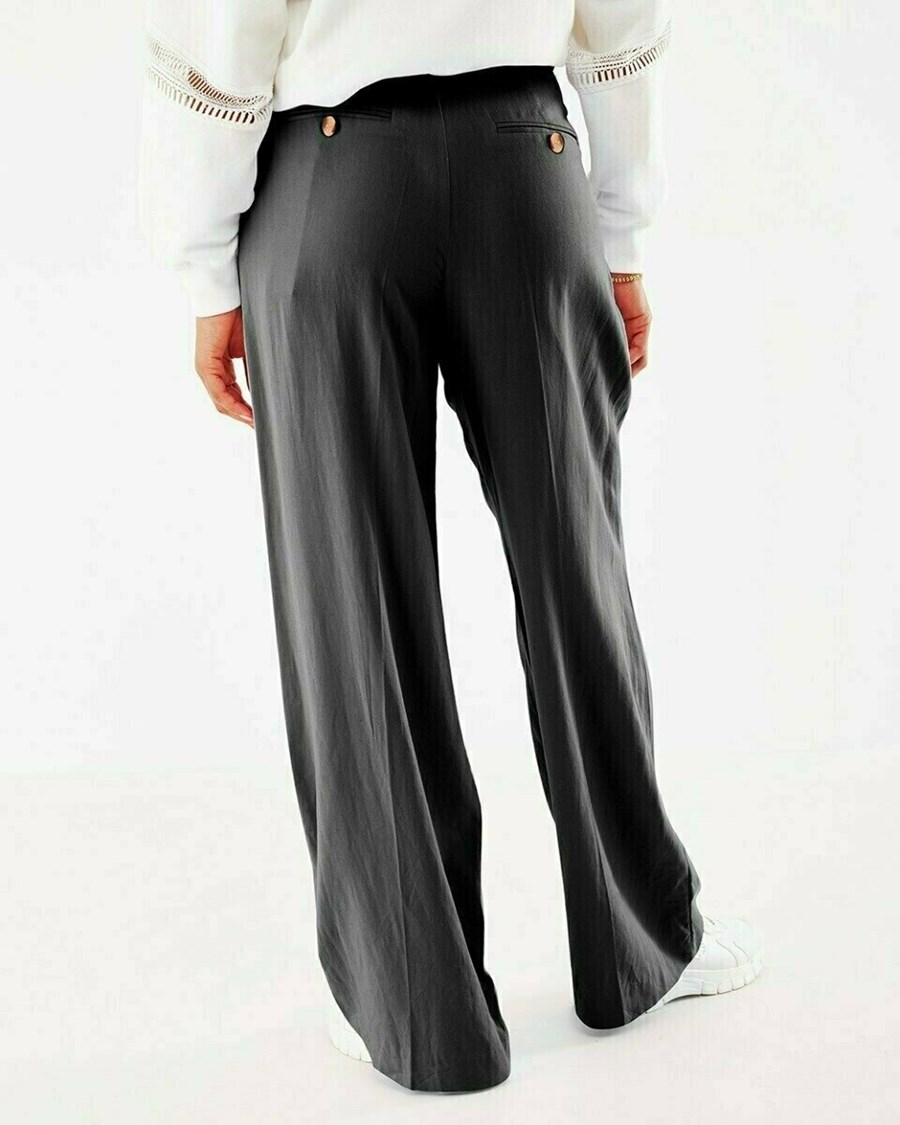 Mexx Szerokie leg linen pants Black Czarne | NRAEY5971