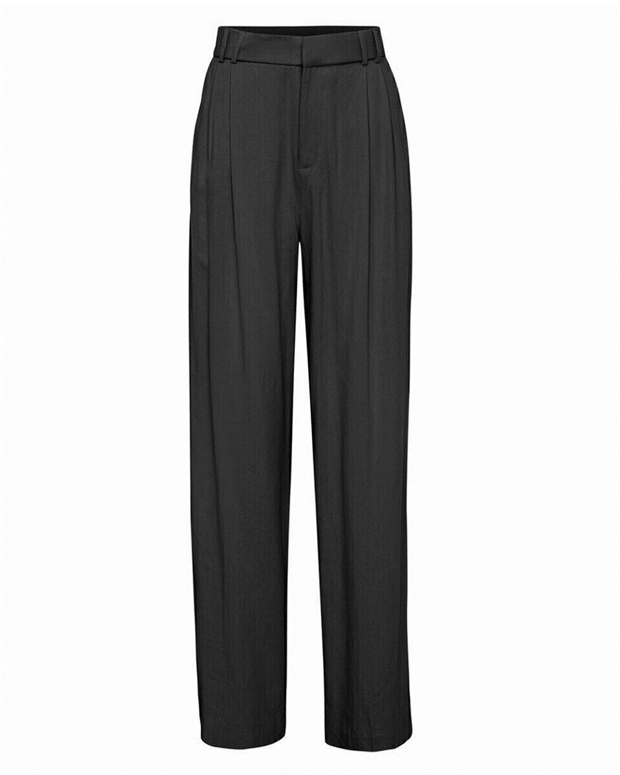 Mexx Szerokie leg linen pants Black Czarne | NRAEY5971