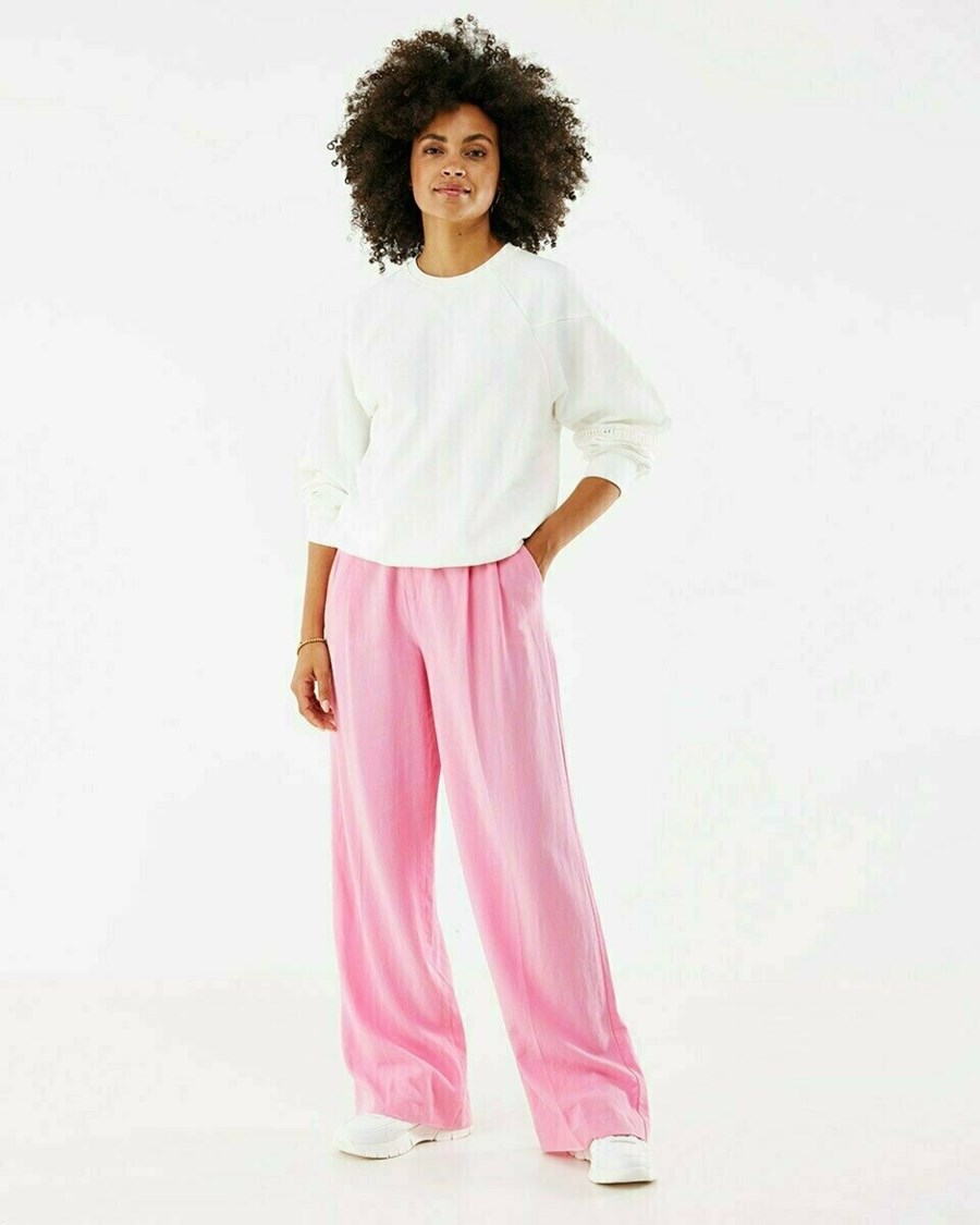 Mexx Szerokie leg linen pants Pink Różowe | ASTUE1907