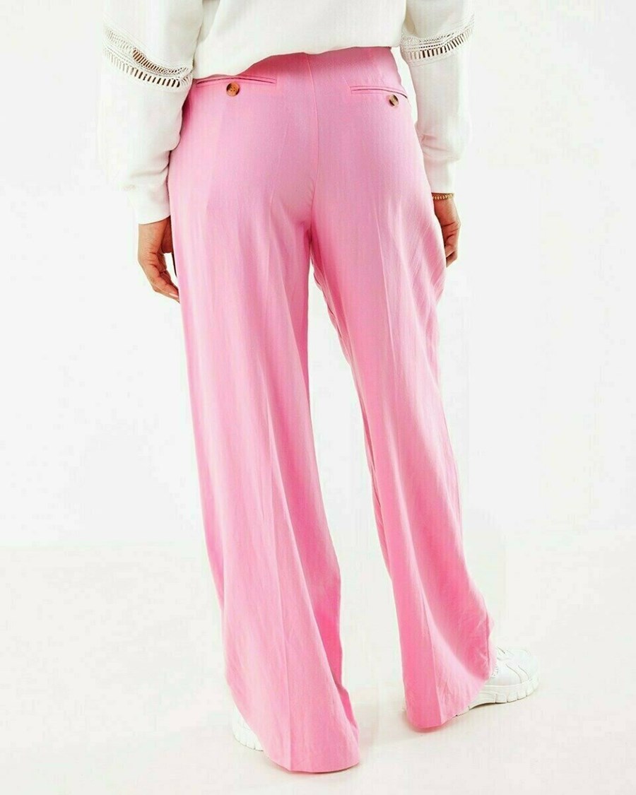 Mexx Szerokie leg linen pants Pink Różowe | ASTUE1907