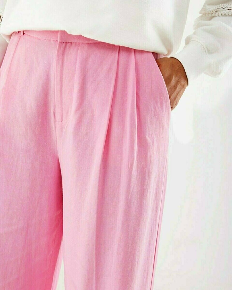 Mexx Szerokie leg linen pants Pink Różowe | ASTUE1907