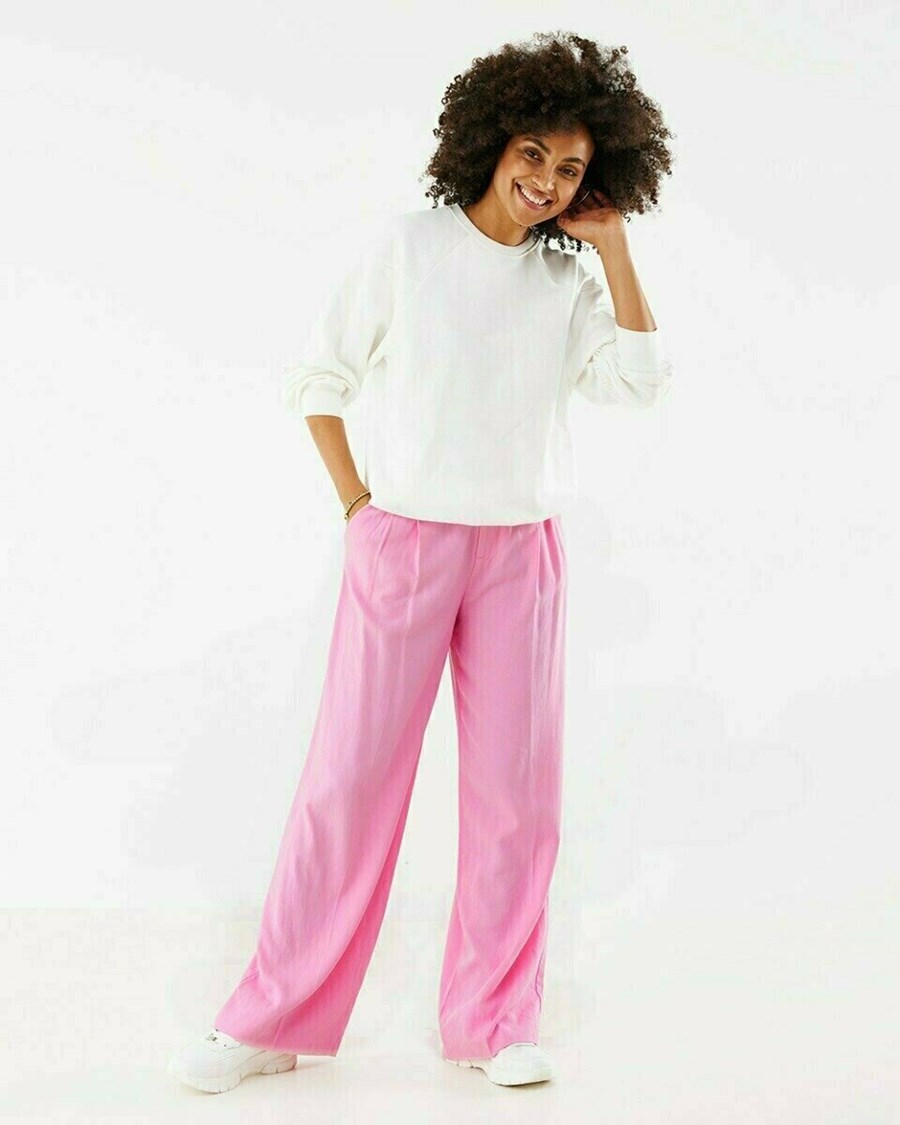 Mexx Szerokie leg linen pants Pink Różowe | ASTUE1907