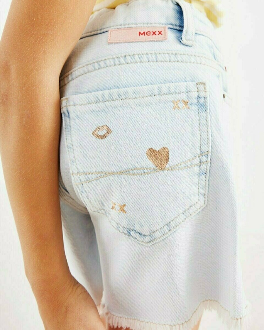 Mexx TINA SHORT Mid waist/ Regular leg denim Light Stone Niebieskie | THIOB9537