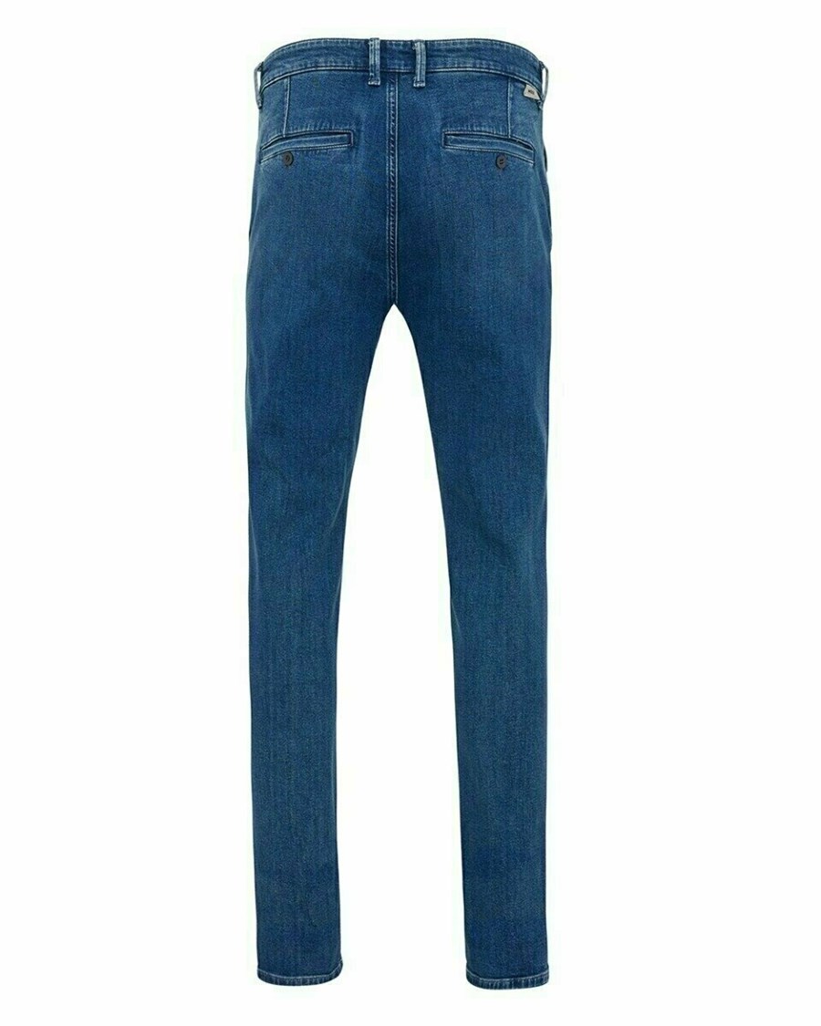 Mexx TOMMY Mid waist/ Tapered leg chino Medium Blue Niebieskie | GRXJN6938