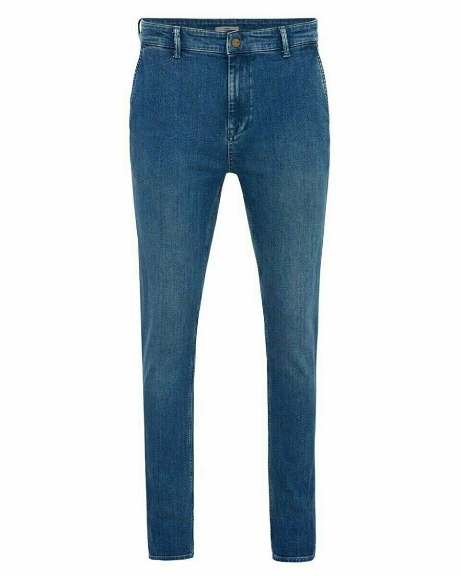 Mexx TOMMY Mid waist/ Tapered leg chino Medium Blue Niebieskie | GRXJN6938