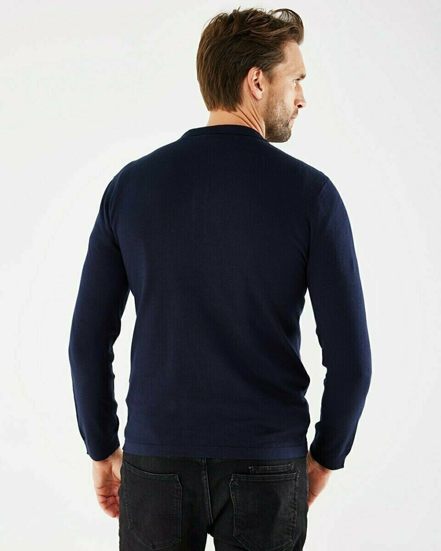 Mexx TYLOR Polo LS Navy Niebieskie | EAKMN2450