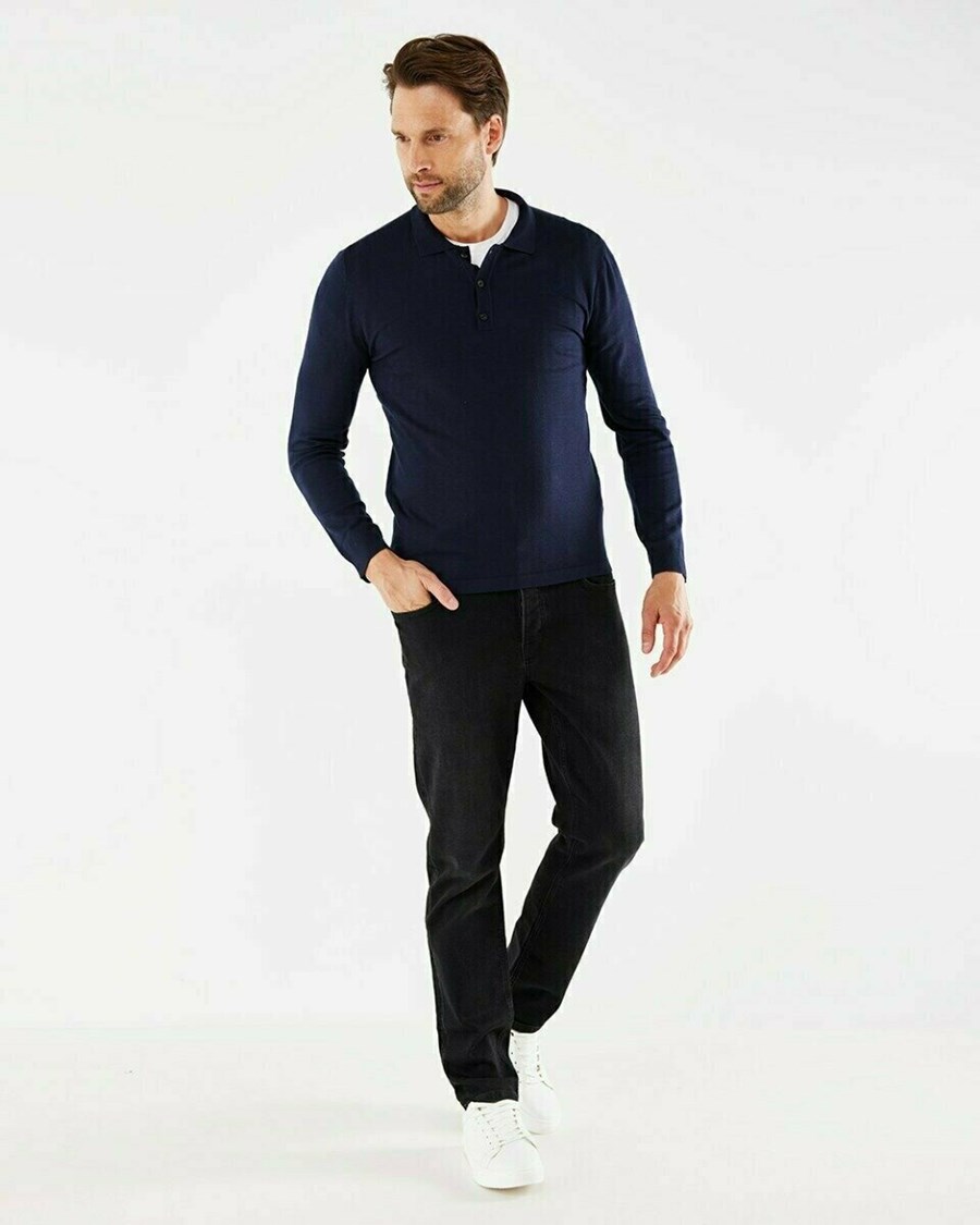 Mexx TYLOR Polo LS Navy Niebieskie | EAKMN2450