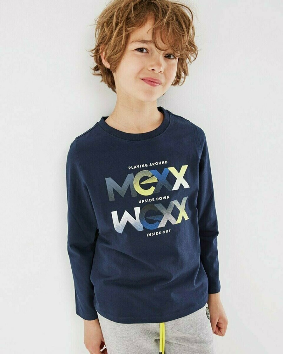 Mexx T-Shirt LS Navy Niebieskie | QANGM4953