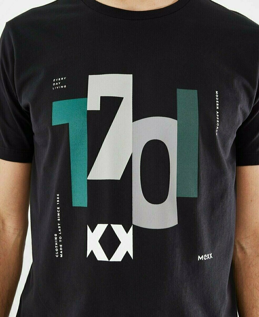 Mexx T-Shirt SS Black Czarne | MCQWU4268