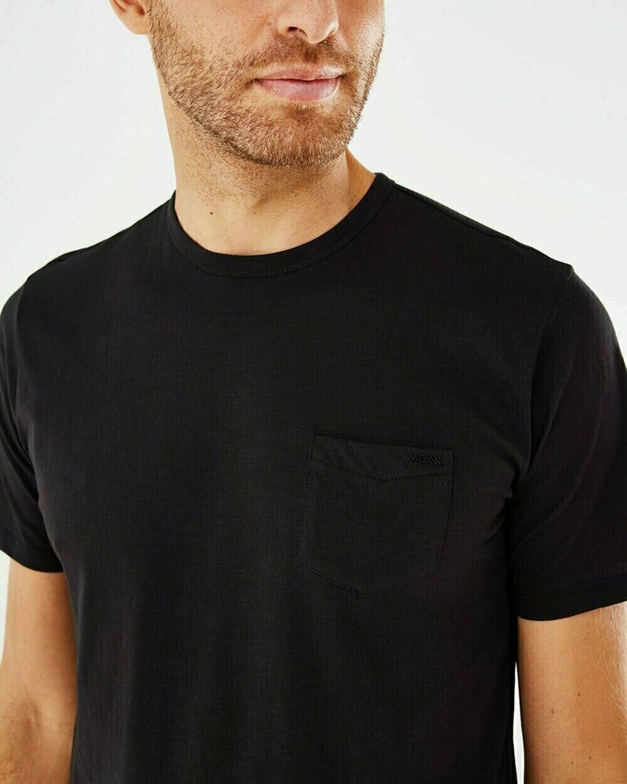 Mexx T-shirt chest pocket Black Czarne | WADNM9146