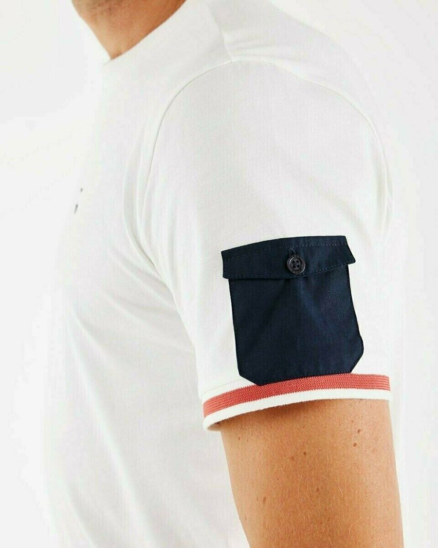 Mexx T-shirt sleeve pocket Off white Białe | TAXWG7486