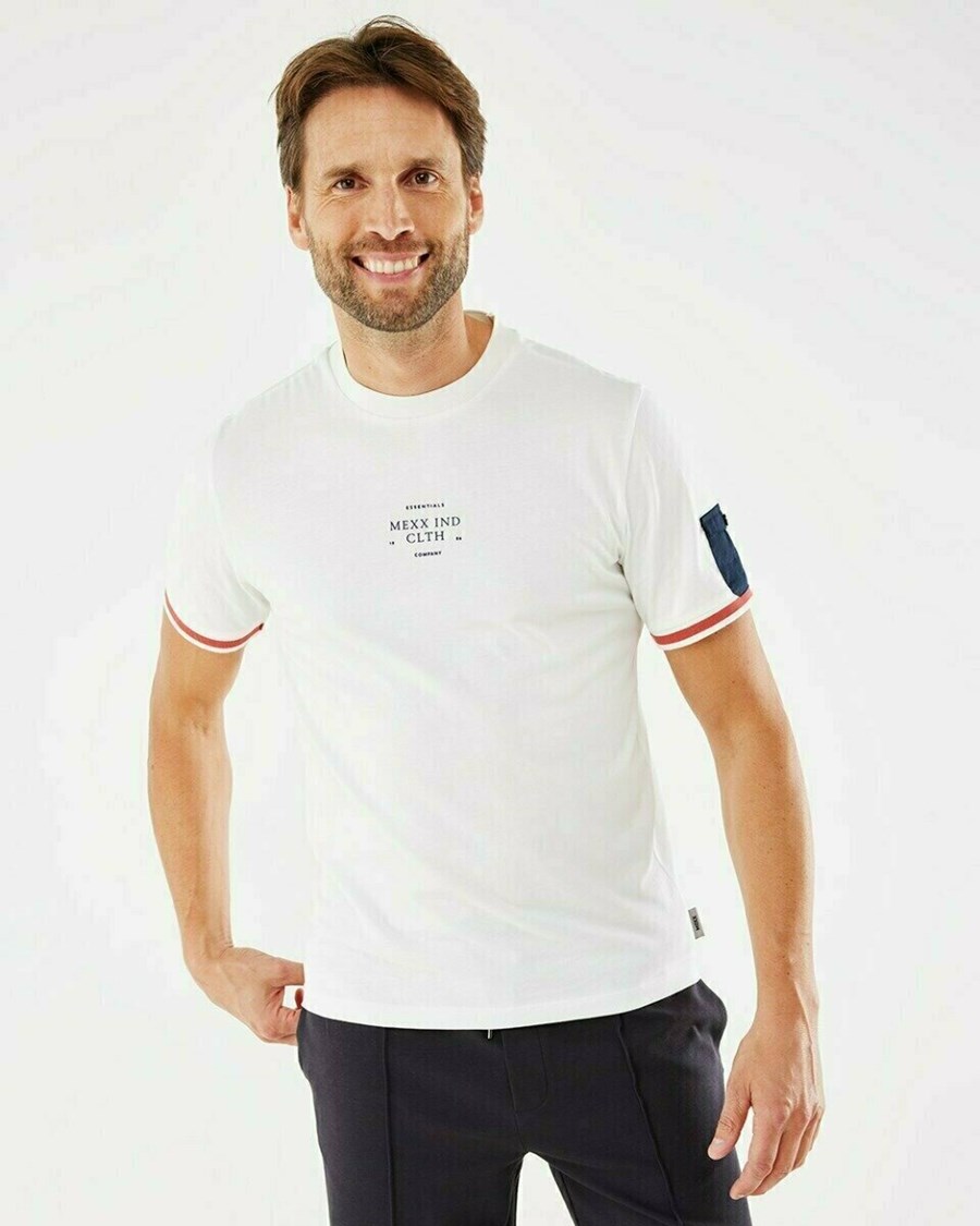 Mexx T-shirt sleeve pocket Off white Białe | TAXWG7486