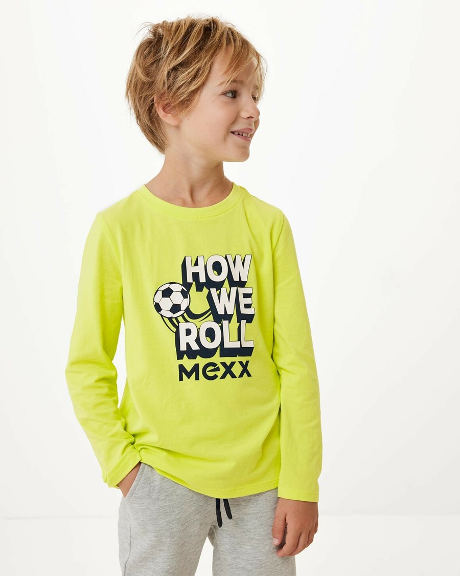 Mexx T-shirt with artwork Neon Yellow Żółte | IQRWD3760