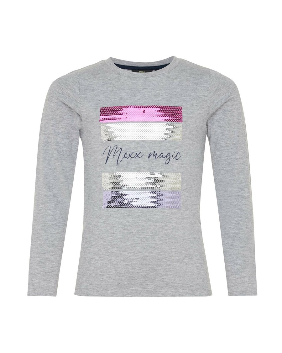 Mexx T-shirt with sequins artwork Grey Melee Szare | QUBPE7951