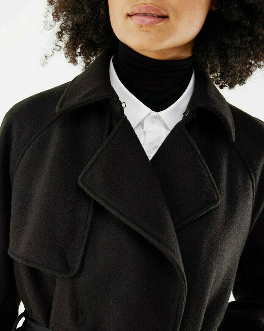 Mexx Trenchcoat Black Belt Czarne | VOJDY2963