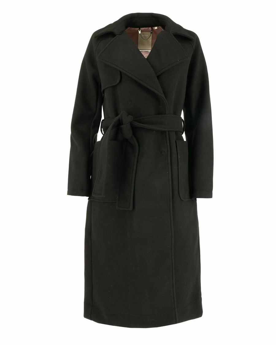 Mexx Trenchcoat Black Belt Czarne | VOJDY2963