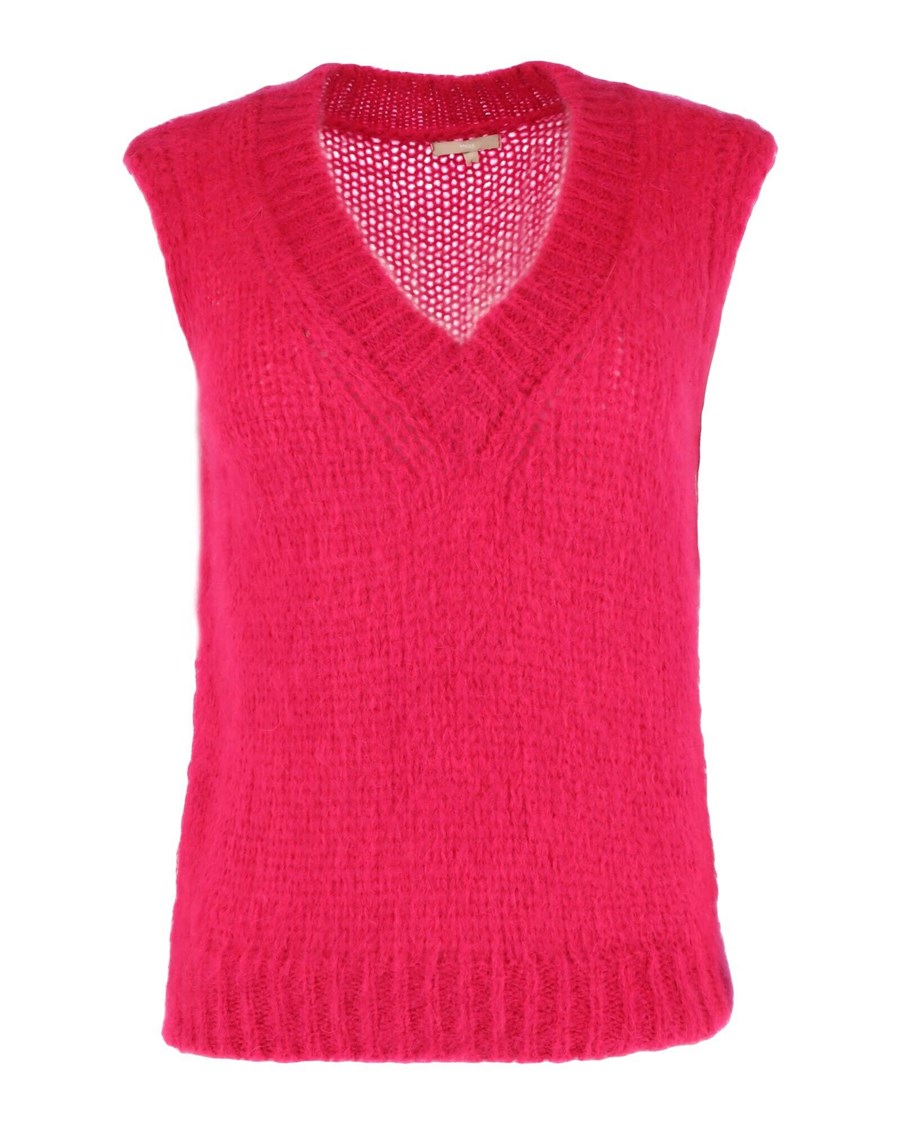 Mexx Trykotowy V-neck spencer Pink Różowe | MYQNJ2584