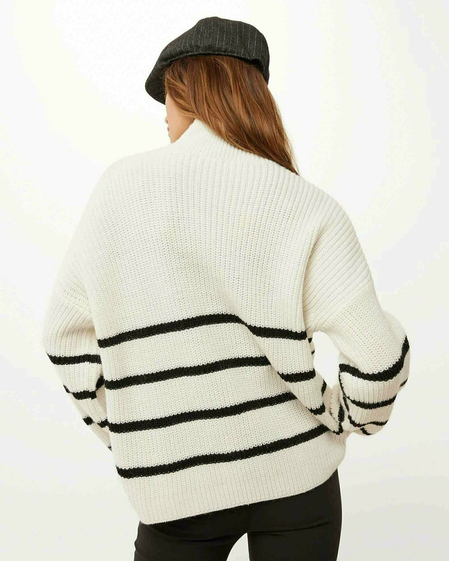 Mexx Turle neck knitted sweater Off White Białe | XYHCA1958