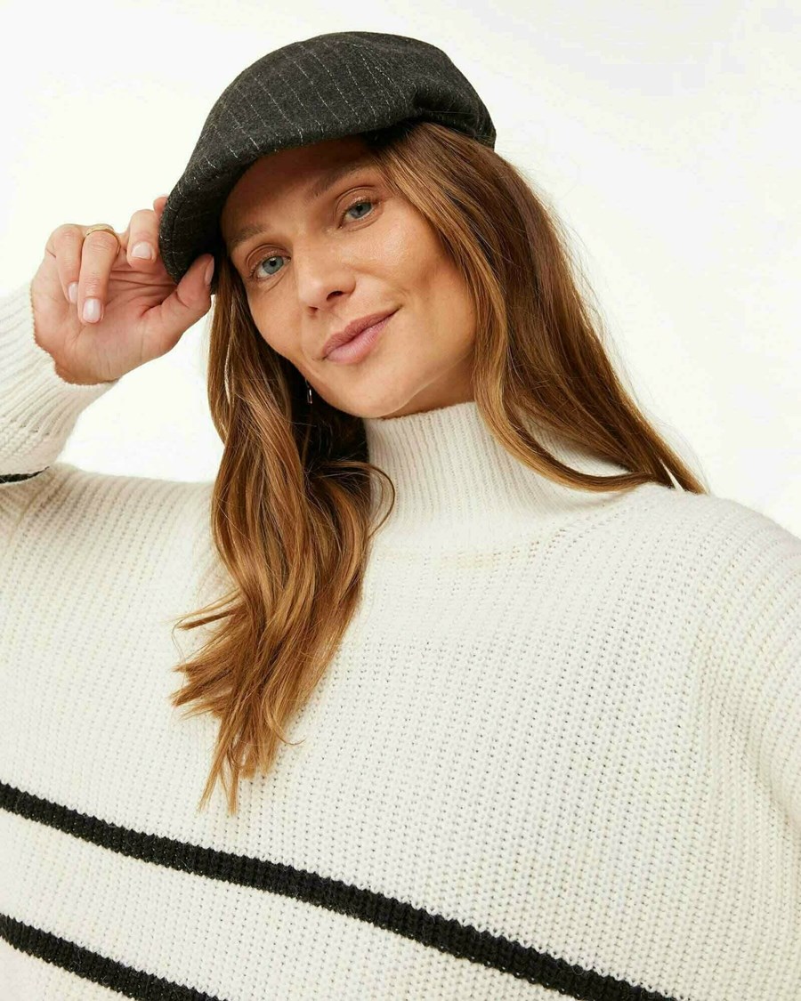 Mexx Turle neck knitted sweater Off White Białe | XYHCA1958