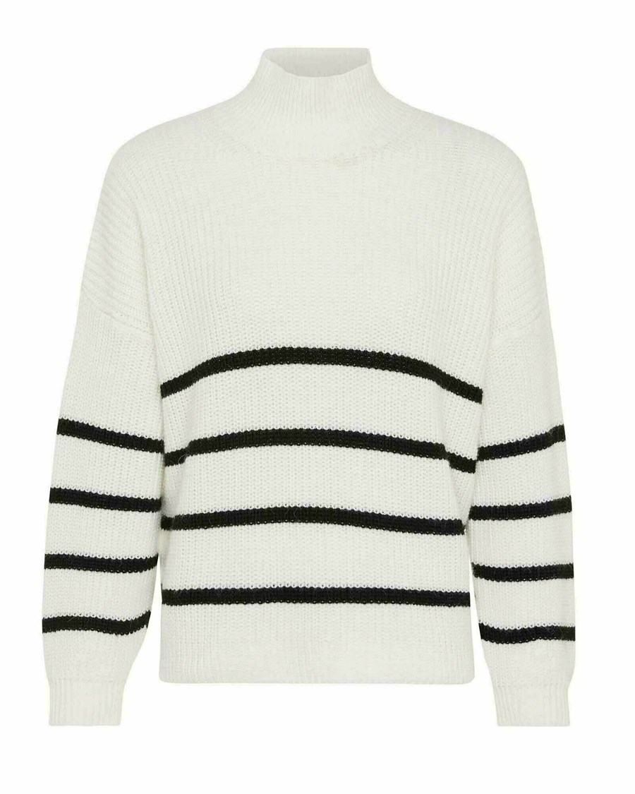 Mexx Turle neck knitted sweater Off White Białe | XYHCA1958