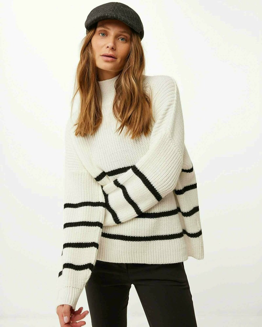 Mexx Turle neck knitted sweater Off White Białe | XYHCA1958