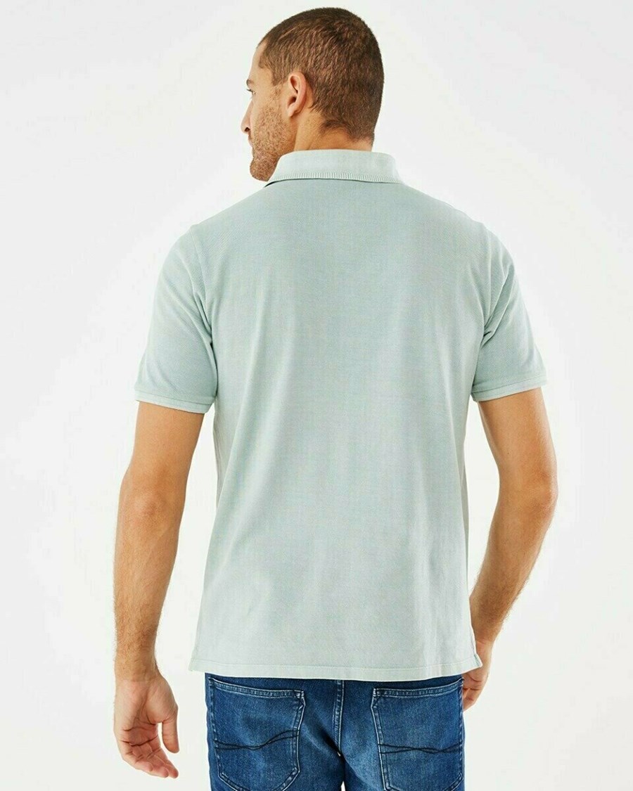 Mexx Washed polo Grey Mint Szare | WYZKL9450