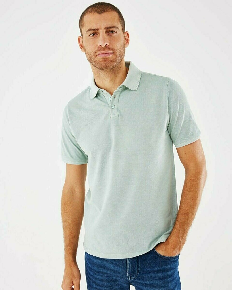 Mexx Washed polo Grey Mint Szare | WYZKL9450