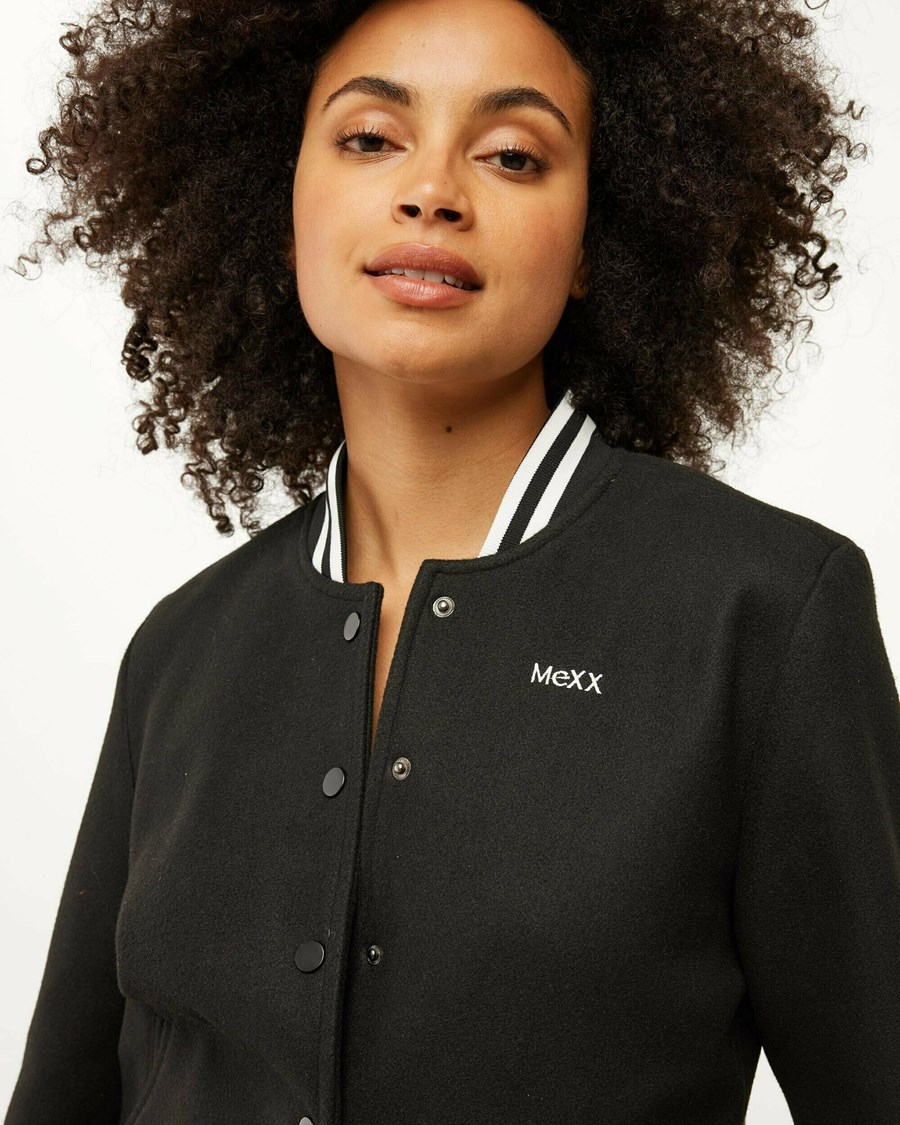 Mexx Wełna-look bomber jacket Black Czarne | XJWTK6187