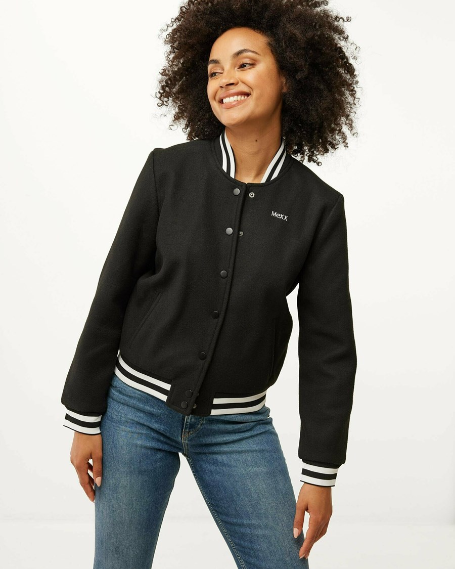 Mexx Wełna-look bomber jacket Black Czarne | XJWTK6187